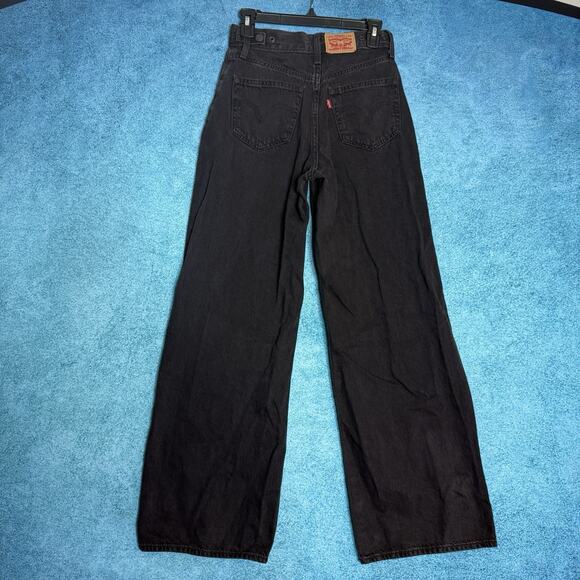 Levi's Women's High-Rise Cinch Baggy Carpenter Jeans Size 25 Fits 26x30 Black - Picture 10 of 16